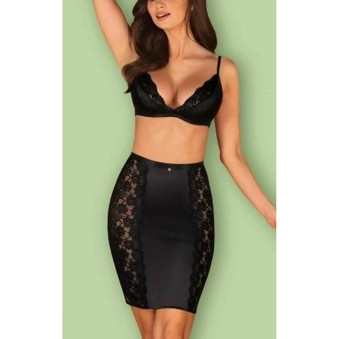 Obsessive Ensemble 2 Pièces - Soutien-gorge Plongeant Et Jupe - Noir 4 Obsessive Ensemble 2 Pièces - Soutien-gorge Plongeant Et Jupe - Noir – Image 2