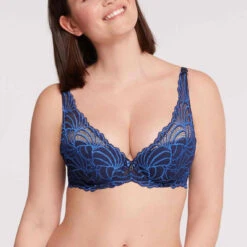 Bestform Soutien-gorge Plongeant Armatures à Coques En Dentelle Ajourée - Bleu