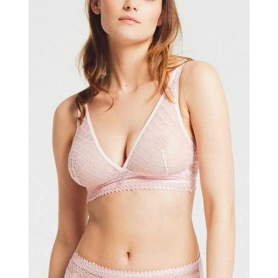 Soutien-gorge Plongeant Sans Armatures Dentelle - Rose 3 Soutien-gorge Plongeant Sans Armatures Dentelle - Rose