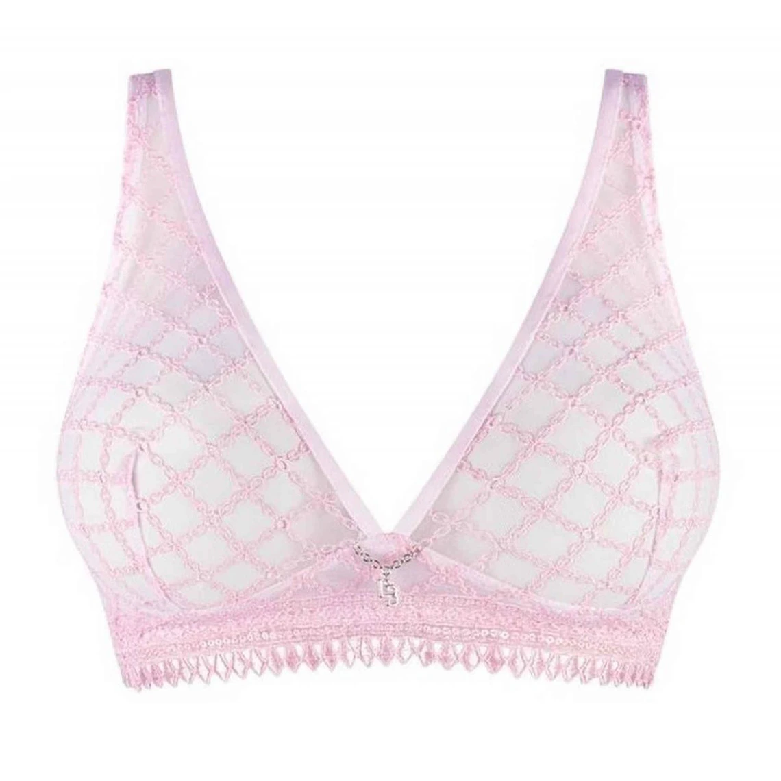 Soutien-gorge Plongeant Sans Armatures Dentelle - Rose 4 Soutien-gorge Plongeant Sans Armatures Dentelle - Rose – Image 2